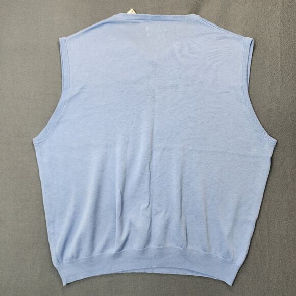 Tehama Mens Sweater Vest XXL Blue Tencel Merino Wool Blend Preppy Office Vintage - Picture 2 of 11